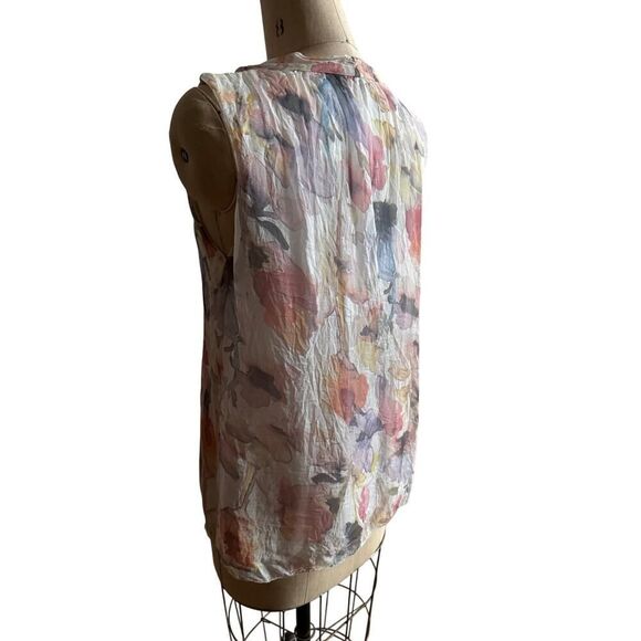 Via Signoria Italy Watercolor Pastel Floral Pattern Silk Sz Large EUC - Picture 3 of 4